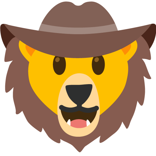 face with cowboy hat lion face