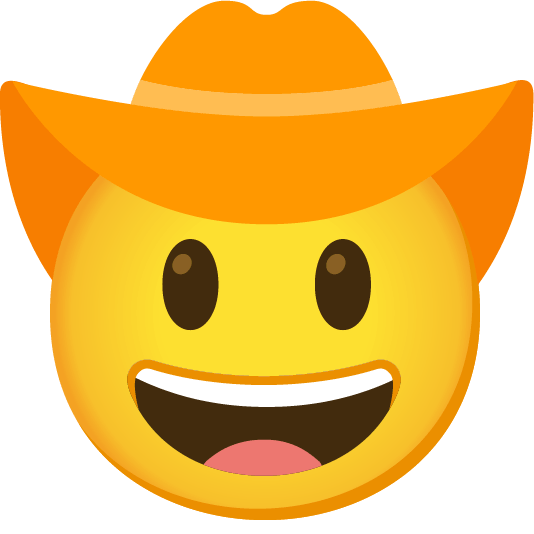 face with cowboy hat orange heart