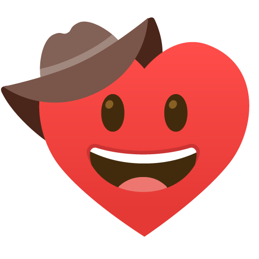 face with cowboy hat hearts