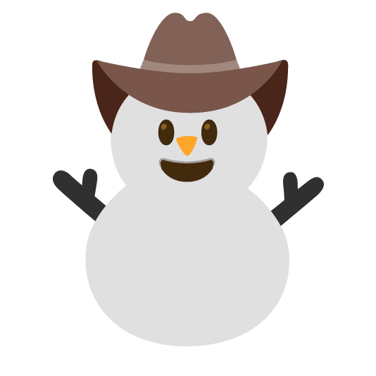 face with cowboy hat snowman without snow