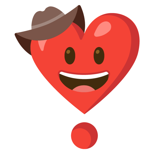 face with cowboy hat heavy heart exclamation mark ornament