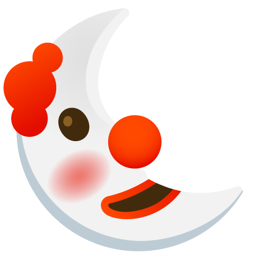 clown face last quarter moon with face