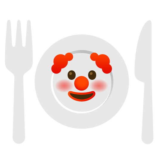 clown face knife fork plate