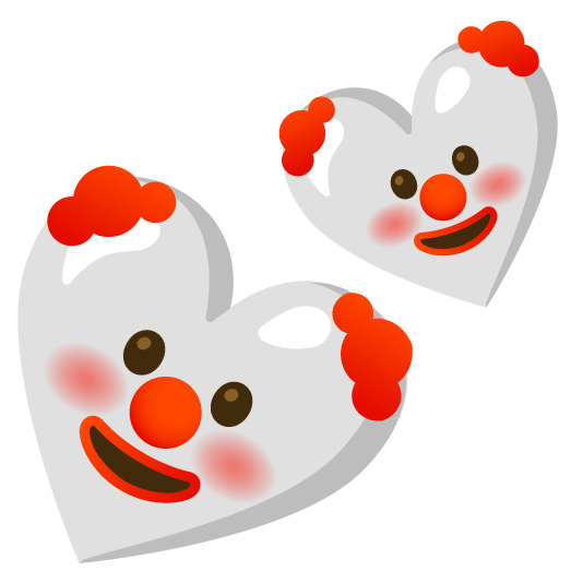 clown face two hearts