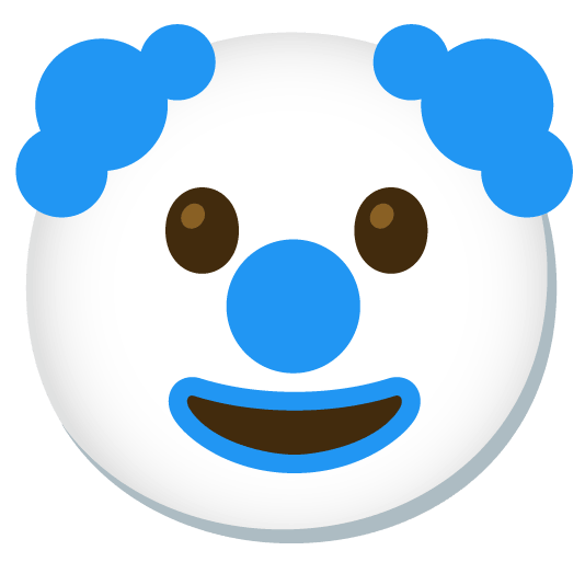 clown face blue heart