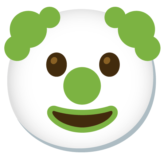 clown face green heart