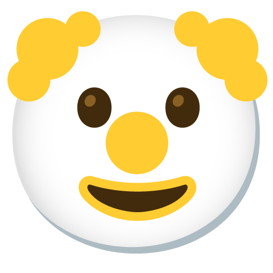 clown face yellow heart