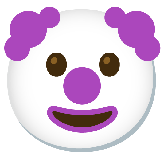 clown face purple heart