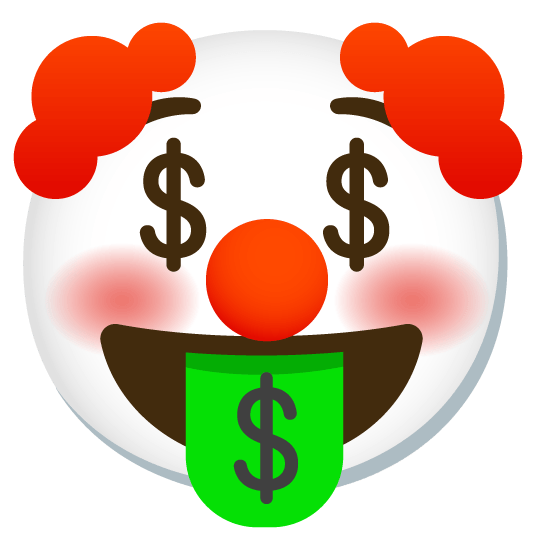 clown face money mouth face