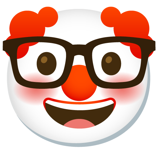 clown face nerd face