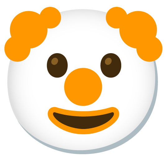 clown face orange heart