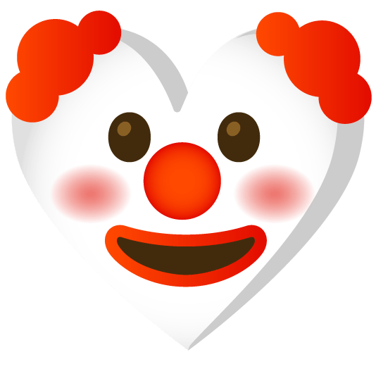 clown face hearts