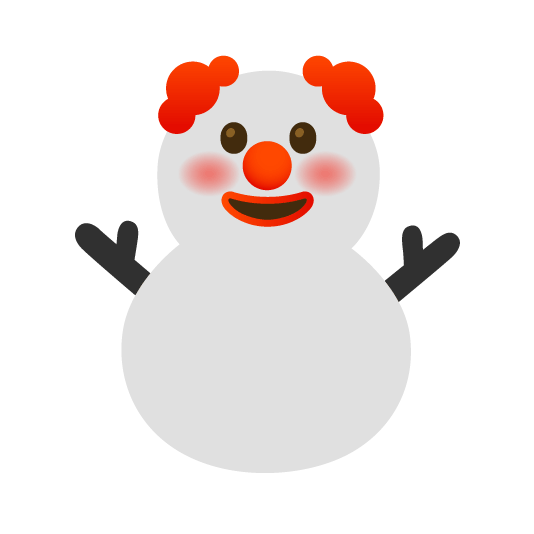 clown face snowman without snow