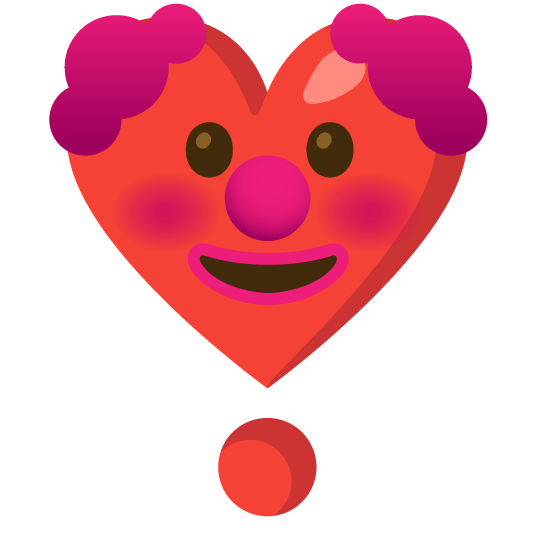 clown face heavy heart exclamation mark ornament