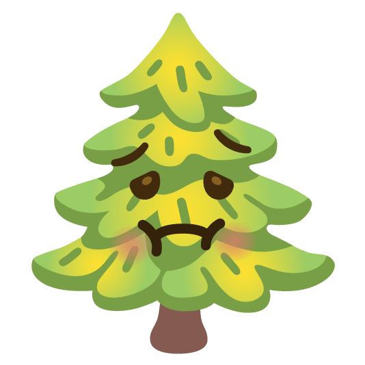 nauseated face evergreen tree