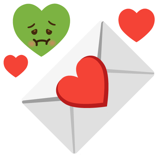 nauseated face love letter