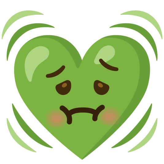 nauseated face heartbeat