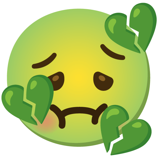 nauseated face broken heart