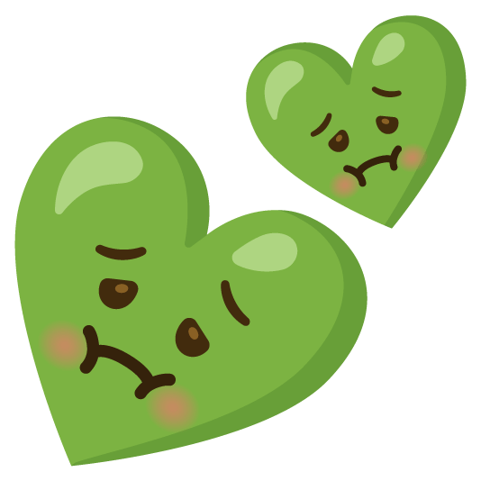 nauseated face two hearts
