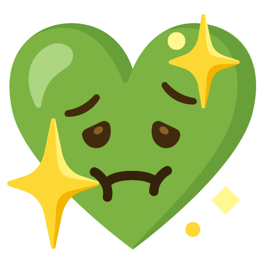 nauseated face sparkling heart