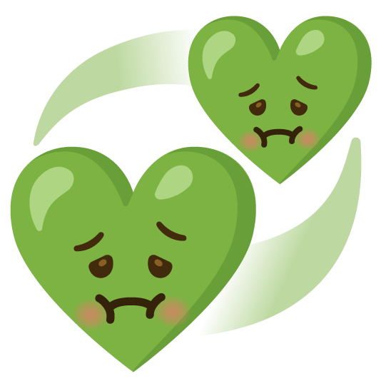 nauseated face revolving hearts