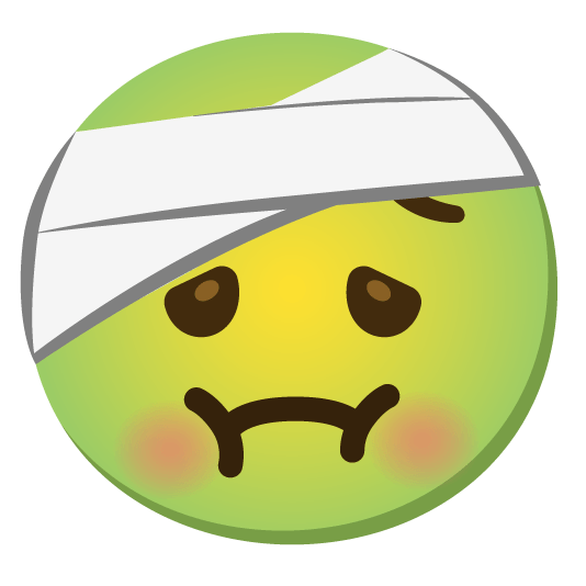 nauseated face face with head bandage