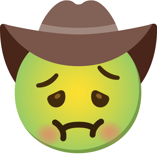 nauseated face face with cowboy hat