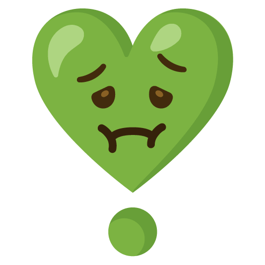 nauseated face heavy heart exclamation mark ornament