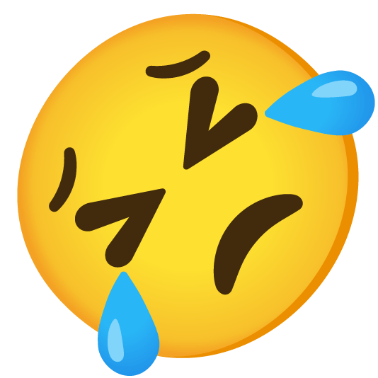 rolling on the floor laughing worried