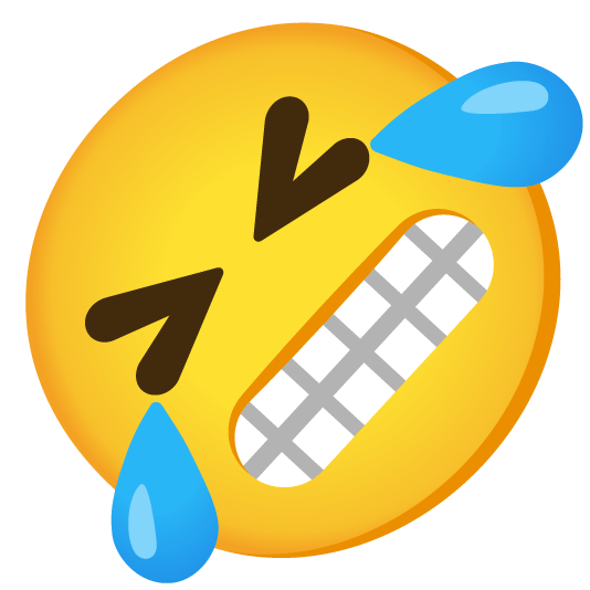 rolling on the floor laughing grimacing