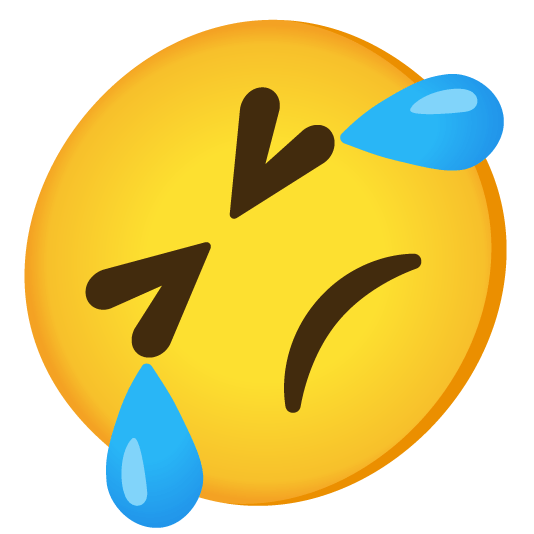 rolling on the floor laughing slightly frowning face