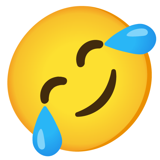 rolling on the floor laughing slightly smiling face