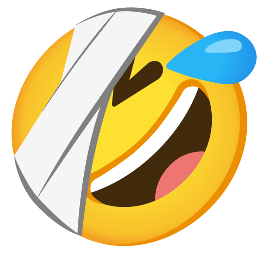 rolling on the floor laughing face with head bandage