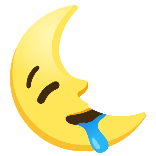 drooling face last quarter moon with face