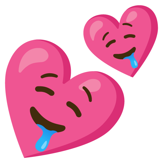 drooling face two hearts