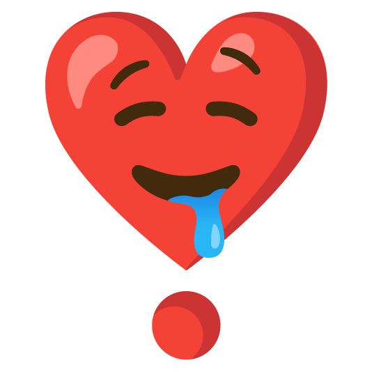 drooling face heavy heart exclamation mark ornament