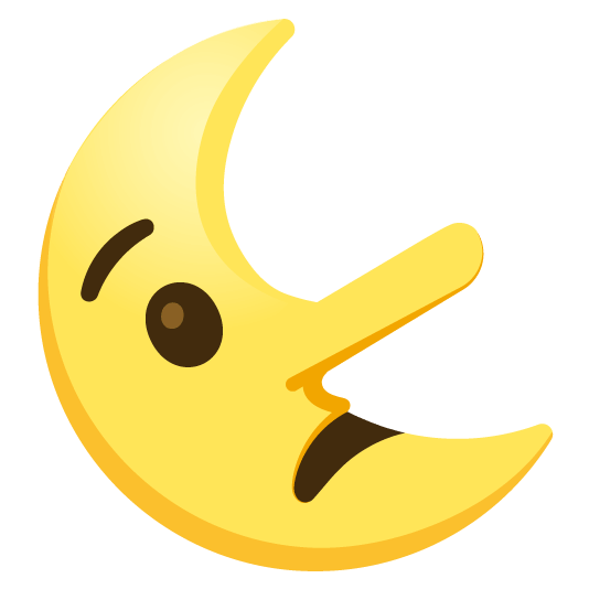 lying face last quarter moon with face