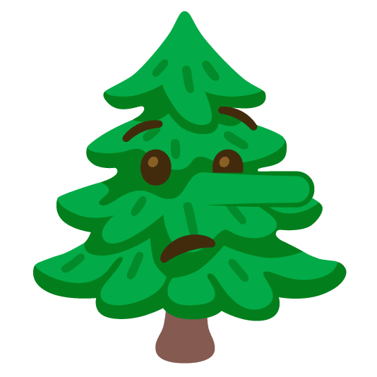 lying face evergreen tree
