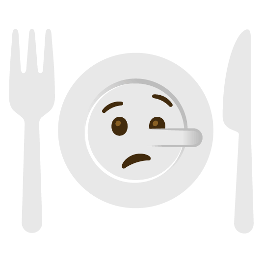 lying face knife fork plate