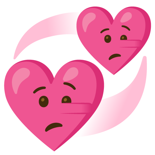 lying face revolving hearts