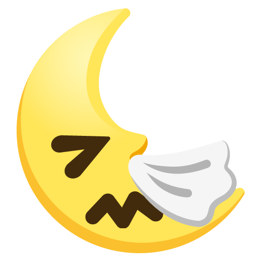 sneezing face last quarter moon with face