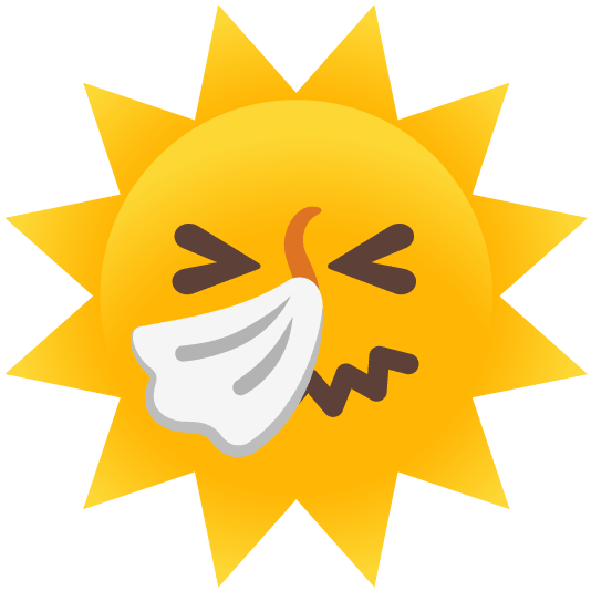sneezing face sun with face