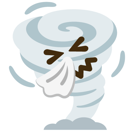 sneezing face tornado