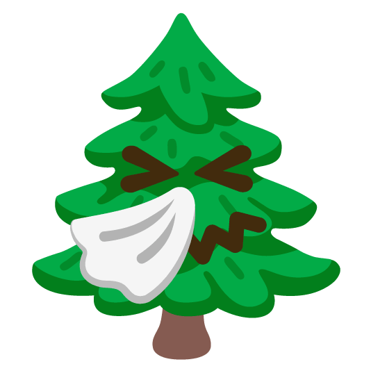 sneezing face evergreen tree