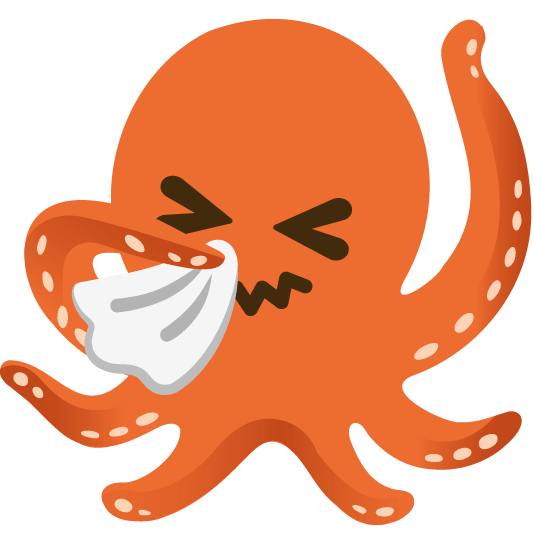 sneezing face octopus