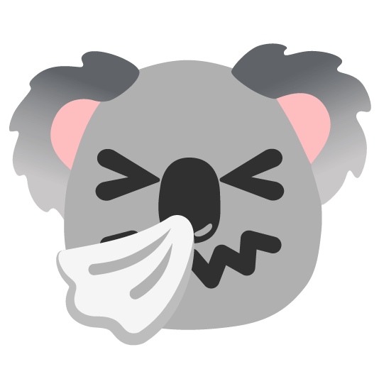 sneezing face koala