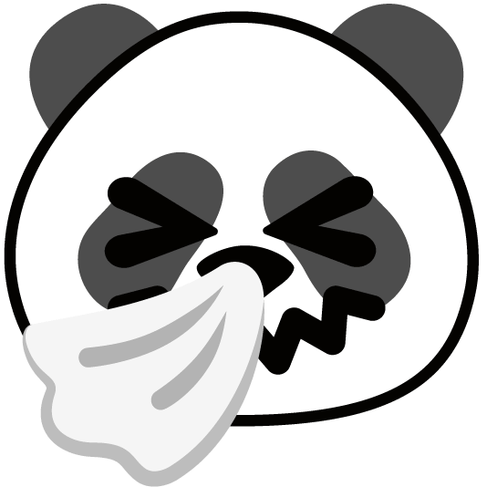 sneezing face panda face