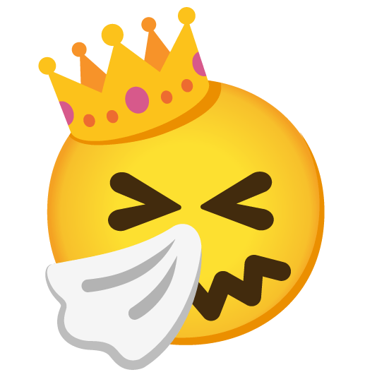 sneezing face crown