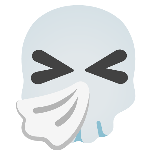sneezing face skull