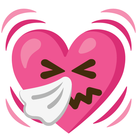 sneezing face heartbeat